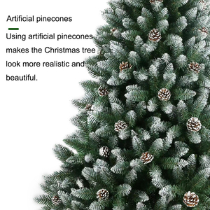 Árbol de Navidad Artificial Nevado con Piñas Naturales, Árbol de Navidad Verde Escarchado con Base Metálica Plegable - Product Image 4