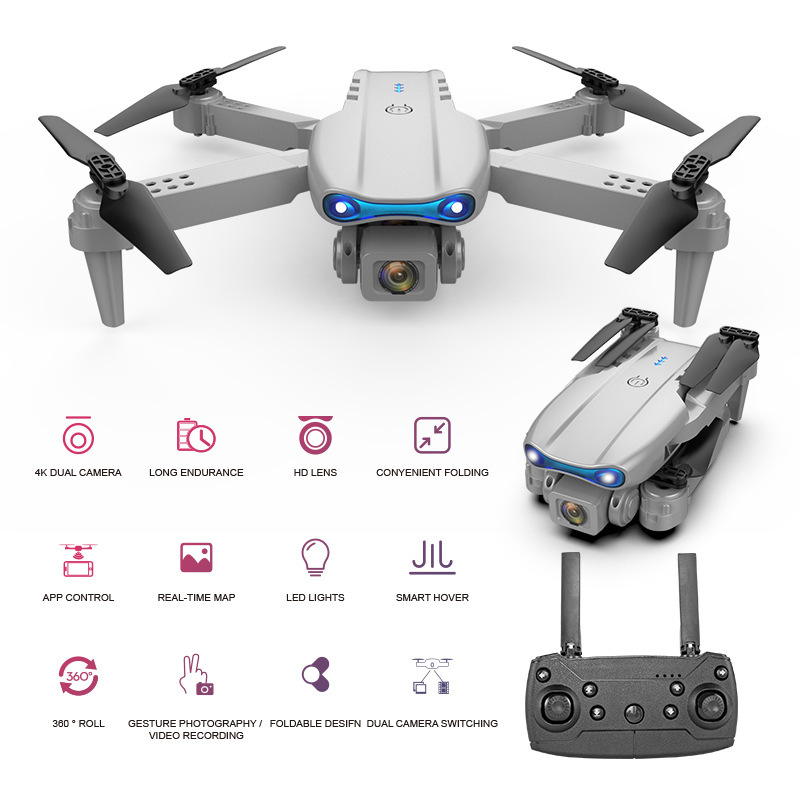 E99 4K Dual Camera Drone with Obstacle Avoidance, HD Aerial Quadcopter UAV with 1KM Control Range - View 3