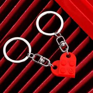 Porte-clés Cœur Créatif Imprimé UV, Bloc Acrylique Puzzle pour Couples, Kit de Construction DIY, Breloques d'Amour Assorties, pour Petit Ami et Petite Amie - Product Image 4