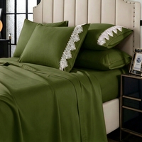 Ensemble de draps de lit 6 pièces en microfibre 100% polyester, texture brossée luxueuse et élégante, dentelle raffinée, pour l'hôtellerie, entretien facile