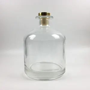 Bouteille de diffuseur vide en verre avec bâton de diffuseur en bois, grand format, transparent, produit de haute qualité, 500ml, 10 pièces