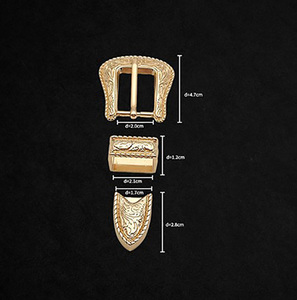 Ensemble de 3 boucles de ceinture de luxe personnalisées en métal de style western, avec petites vis de fixation, pour ceintures et chaussures - Product Image 2