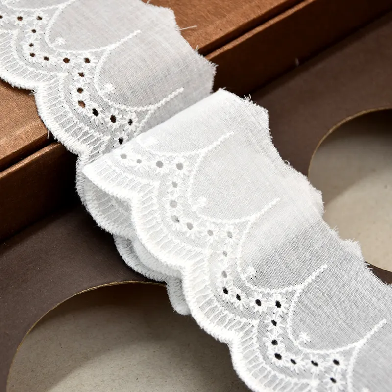 Wholesale Decorative Embroidery Wedding Trim Ribbon Lace for Amazon Black White Embroidered Cotton