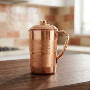 Pure Copper Water <b>Jug</b> Pitcher for <b>Drinking</b> Water | Handmade Copper Water Pot with Handle for Home Kitchen Office Dining - Product Image 6