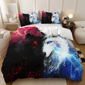 Impression numérique 3D OEM/ODM disponible ensemble de housse de <span class=keywords><strong>couette</strong></span> à motif de <span class=keywords><strong>loup</strong></span> de style nordique moderne - Product Image 5