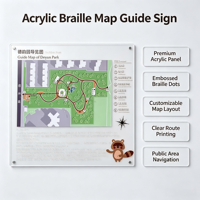 Señalización de Mapa en Braille Acrílica, Placa de Navegación Táctil Personalizable para Áreas Públicas