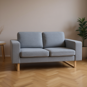 Divano a 2 Posti Grigio Chiaro in Tessuto Resistente, Stile Semplice Intrecciato di Peso Medio per Arredamento Casa - Product Image 2