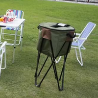 Draagbare moderne outdoor camping picknick party thermische koeler met 5L geïsoleerde ijsbak, verwijderbare opvouwbare PP ijszak voor wijn