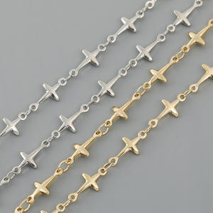 Cadena de cadena puntiaguda hecha a mano, accesorios de collar, cadena de estrella chapada en oro, venta al por mayor, cadena cruzada, pequeña estrella - Product Image 1