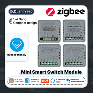 Módulo de Interruptor Inteligente Zigbee LangYeao Tuya de 1/2/3/4 Canales, 5A 10A, Tamaño Mini para Control de 2 Vías, Compatible con <span class=keywords><strong>Alexa</strong></span> y Google Home - Product Image 1