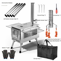 Poêle à bois en acier inoxydable, chauffage extérieur pour feu de camp, portable tout-en-un pour tente, idéal pour 1-2 personnes en voyage ou pique-nique
