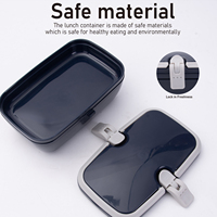 Boîte à lunch portable noire avec grande poignée, double couche, sans BPA, récipient alimentaire en plastique, boîte à lunch bento pour le travail