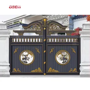 Rt-iron Gate Desain Sederhana Eksterior Pintu Gerbang Modern Depan Pintu Utama Tunggal Eksterior Logam Tempa Besi Gerbang Mewah