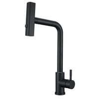 Robinet de cuisine universel à extraction pivotante, monotrou, moderne, noir brossé, acier inoxydable 304, chaud/froid, à induction