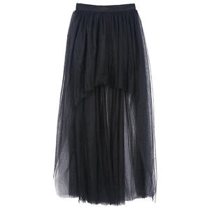 Jupe en <span class=keywords><strong>Tulle</strong></span> haut bas pour <span class=keywords><strong>femme</strong></span> gaze noire swallowtail taille haute Tutu longue fête <span class=keywords><strong>jupon</strong></span> Style décontracté Punk Goth carnaval - Product Image 5