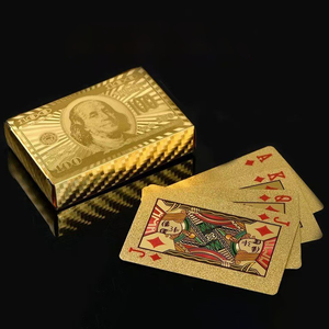 Premium 24K <span class=keywords><strong>999</strong></span> chapado en oro naipes personalizado impreso Offset impermeable cartas de póquer para uso en juegos - Product Image 2