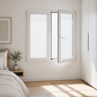 Ventanas de PVC Estilo Europeo al por Mayor, Ventanas Abatibles de PVC, Resistentes al Viento, Insonorizadas, con Vidrio Templado para el Hogar