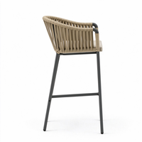 Chaise haute de patio extérieure de style nordique, en aluminium imperméable avec corde tressée, chaise de restaurant, chaise de bar pour meubles de jardin