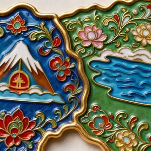 Aimant de réfrigérateur en émail métallique fait main, translucide, plaqué or, en forme de carte de la province, souvenir <span class=keywords><strong>du</strong></span> patrimoine chinois / <span class=keywords><strong>Tibet</strong></span> - Product Image 3