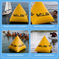 Bouée flottante gonflable portable, bouée de marquage à 3 ailettes pour la course de SUP sur les lacs et les rivières, durable, jaune, forme pyramide