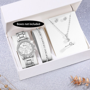 Fancy Day 6PCS <strong>Set</strong> Luxury <strong>Watch</strong> Women Ring Necklace Earrings <strong>Set</strong> Rhinestone Fashion Wristwatch Gift <strong>Set</strong> - Product Image 3