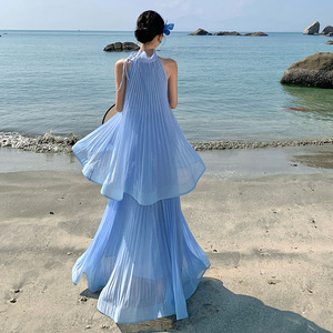 Beachside <strong>Ethereal</strong> Beach <strong>Dress</strong> Sanya Vacation Style Slimming Pleated Maxi <strong>Dress</strong> Summer Vibes Outfit Fairy <strong>Dress</strong> - Product Image 4