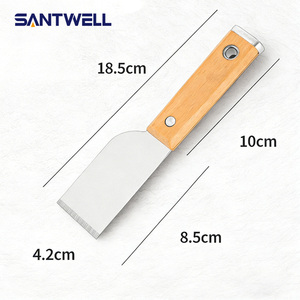 Espátula de Acero Inoxidable de Alta Resistencia / Raspador de Cemento con Mango de Madera de Abedul, Diseño Perforable para Martillo, Hoja Engrosada - Product Image 5