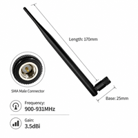 Antenne LoRa 915 MHz 900-931 MHz 3,5 dBi verticale avec connecteur mâle 170 mm pour passerelle LoRaWAN, capteur, nœud de télémétrie