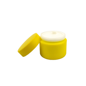 Cosméticos de embalaje azul crema de porcelana de ópalo blanco frascos de vidrio 50g de vidro <span class=keywords><strong>fosco</strong></span> olla cosmtique con la Tapa amarilla - Product Image 4