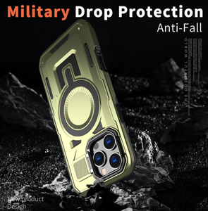 Étui robuste anti-chute magnétique en alliage de zinc avec protection d'appareil photo et béquille pour <span class=keywords><strong>iPhone</strong></span> 16 15 14 Pro – Coque de protection intégrale - Product Image 3