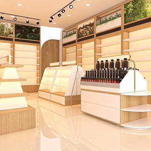 Vitrine de présentation de produits en bois personnalisable avec éclairage LED, comptoir d'exposition pour magasin de beauté, cosmétiques, directement de l'usine, réductions sur les événements - Product Image 6