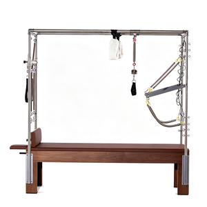 Commercial Walnut <b>Wood</b> Reformer Set With Cadillac and <b>Barrel</b> for Fitness Walnut Reformer Set Premium Waln - Product Image 2