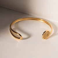 Nouvelle bobine de moustique en acier inoxydable plaqué or 18 carats en acier inoxydable anneau uni Bracelet ouvert pour les femmes