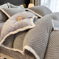 Doux Hiver Taffia Lait Velours 4PCS Ensembles de Draps Épaissir Chaud Flanelle Polaire Literie Kits Housse de Couette Taie d'Oreiller pour Lit Double