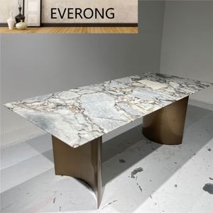 Pieds Table à Manger en Métal Or 120 Cm 140 Cm 160 Cm Long Dessus en Marbre Blanc Fer 2021 Moderne Herme Gris Marbre Pierre Exotique Grand EVa - Product Image 1