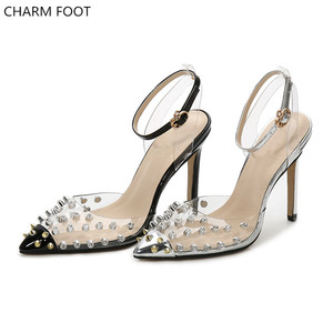 Sandalias de Tacón Alto Transparentes con Remaches para Mujer, Estilo Sexy, 2020 - Product Image 4