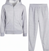 Ensemble de survêtement unisexe gris à capuche zippé et pantalon de jogging, couleur unie décontractée, manches courtes, écologique, respirant, hiver