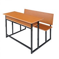 Ensemble moderne WOOR de table et banc double avec structure en métal noir pour les cafétérias scolaires