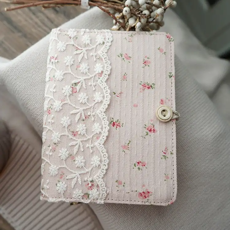 Carnet de notes personnalisé avec fleur rose en dentelle, carnet de notes Original en tissu, Journal A5 A6 fait à la main, cadeau pour la fête des mères