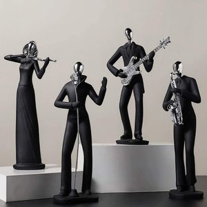 Statua di Musicista <span class=keywords><strong>Chitarrista</strong></span>, Figura in Resina di Sassofonista, Statua Astratta di Gruppo Jazz da Collezione, Regalo per Club, Decorazione per la Casa - Product Image 1