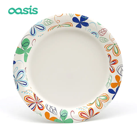 Assiettes jetables en papier kraft Oasis, personnalisées, écologiques et compostables, pour restaurants et fêtes, 6, 9, 10, 12 pouces