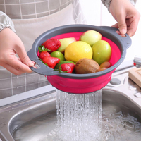 Groothandel siliconen vergieten opvouwbaar rond huiskeuken groente fruit pasta afgietmand siliconen keuken zeefset