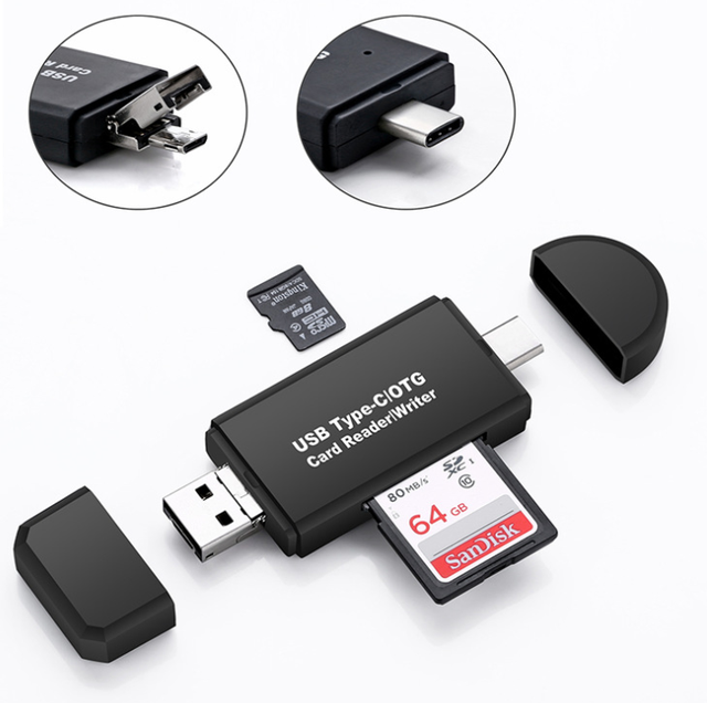 Hot Selling OTG Type-c USB 2.0 3.0 Hub OTG Adapte Micro TF Card OTG Card Reader Writer for Pc Mobile Phone Tablet