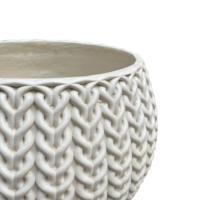 Ventes chaudes - Pot de fleurs en ciment rond et sphérique de style nordique minimaliste avec texture tricotée blanche