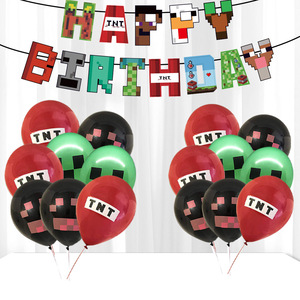 Nouvel ensemble de décorations de fête d'<span class=keywords><strong>anniversaire</strong></span> sur le thème de <span class=keywords><strong>Minecraft</strong></span> en papier écologique : bannière, guirlandes, décorations spirales suspendues, jetables - Product Image 6