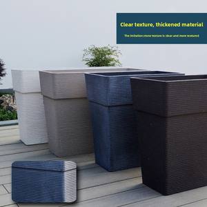 P450 Jardinière de jardin épaissie avec plaque de base, grande jardinière <span class=keywords><strong>rectangulaire</strong></span> en plastique pour extérieur - Product Image 4