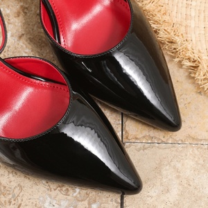 Premium Black Patent Leather Pumps <strong>Pointed</strong> <strong>Toe</strong> Block Heel Ankle Strap Office <strong>Shoes</strong> - Custom Plus Size 41-45 EU Standard Size - Product Image 6