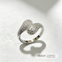 Bagues en laiton plaqué platine, pierres étincelantes élégantes pour les fêtes d'anniversaire, les mariages, les anniversaires de mariage, bijoux de mode, cadeaux