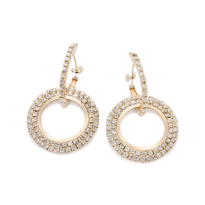 Orecchini a Cerchio di Lusso per Donna in Oro 18K con Cristalli, Design Geometrico Circolare, Gioielli da Festa con Incastonatura di Strass - Product Image 1