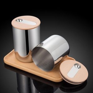 BAMBUS - Réservoir de stockage de grains de café en acier inoxydable de luxe personnalisé avec couvercle en <span class=keywords><strong>bambou</strong></span> et en bois et cuillère en acier inoxydable, scellé sous vide - Product Image 2